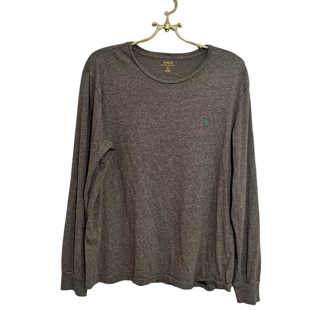 Polo Ralph Lauren Mens Size L Long Sleeve T Shirt Brown Pony Logo